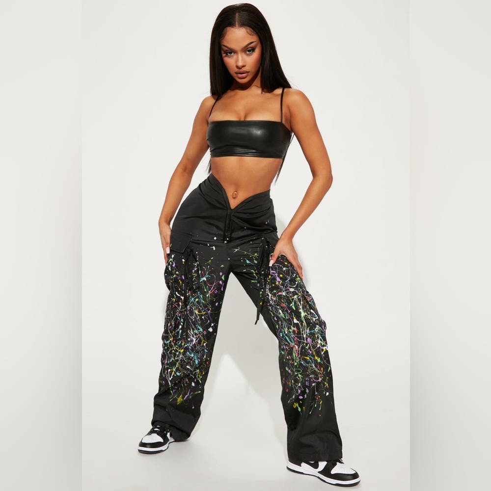 Encore wide leg cargo parachute pant